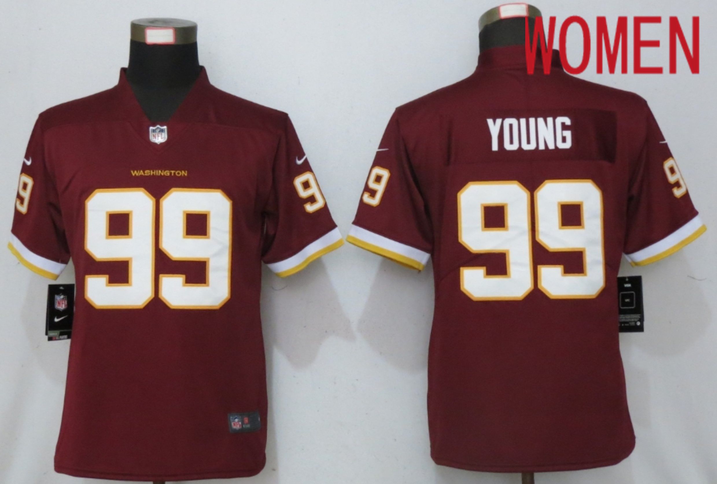 Women Washington Redskins #99 Young Red 2020 Vapor Untouchable Elite Play NFL Nike Jerseys